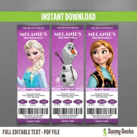 Frozen Birthday Ticket Invitations (Pink)
